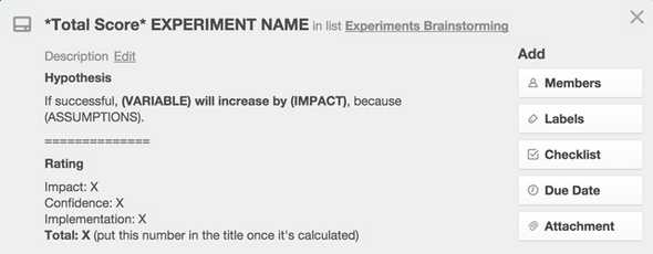 Trello experiment template